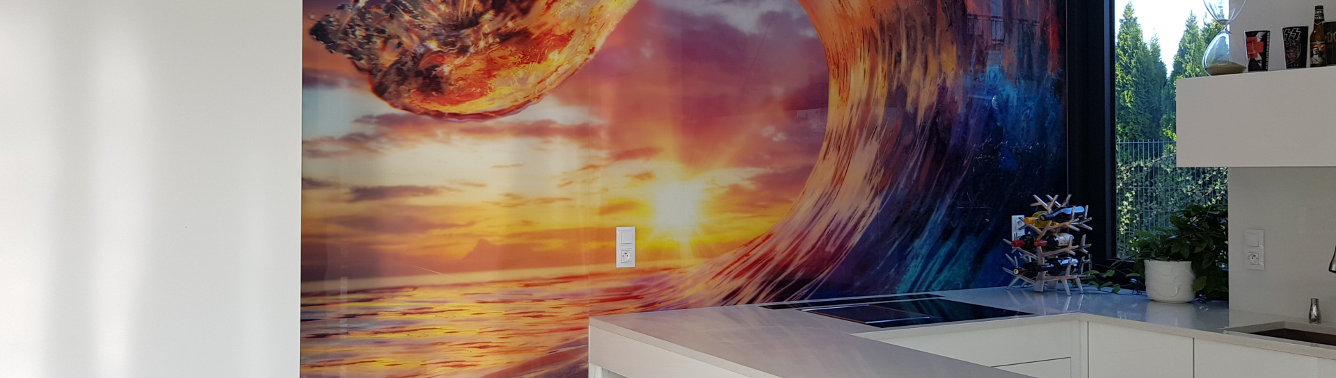 Skleněné obklady s fototiskem na míru